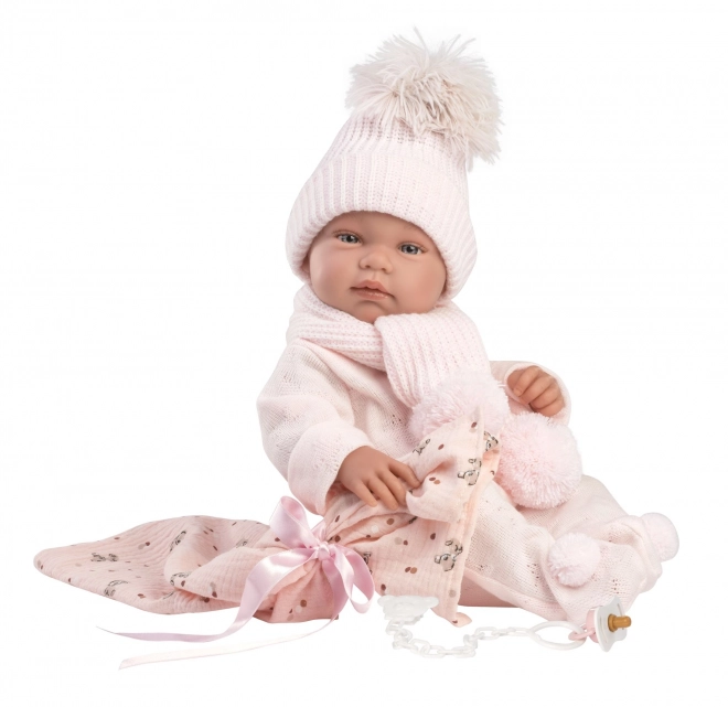 Llorens 84338 NIEUWE GEBOREN MEISJE - realistische babypop met compleet vinyllichaam - 43 cm