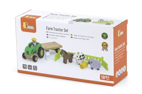 Houten tractor met diertjes