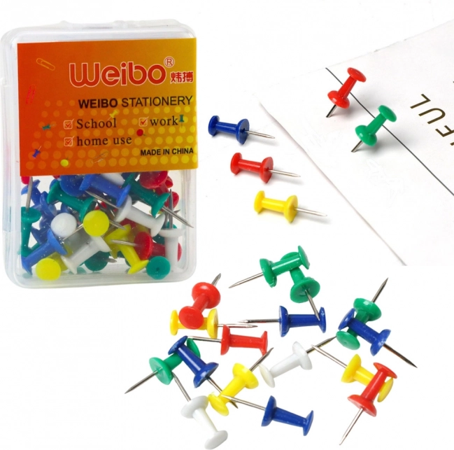 Gekleurde punaises voor kurkbord 40 stuks