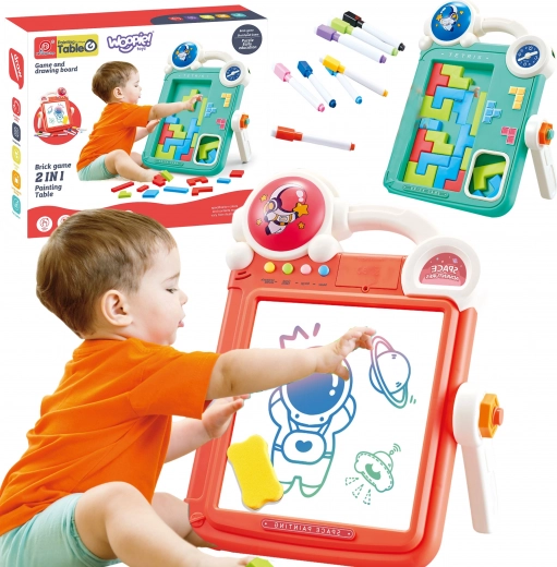 Woopie beidseitige Zeichen-Tafel und Tetris-Spiel 2-in-1, orange