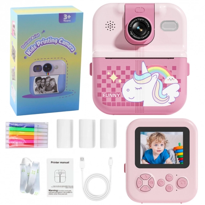 Direct klaar Camera met Thermische Printer Roze Eenhoorn