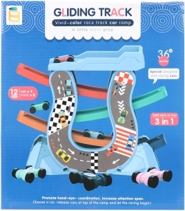 Kunststof racebaan met autootjes, glijbaan, 4 autootjes