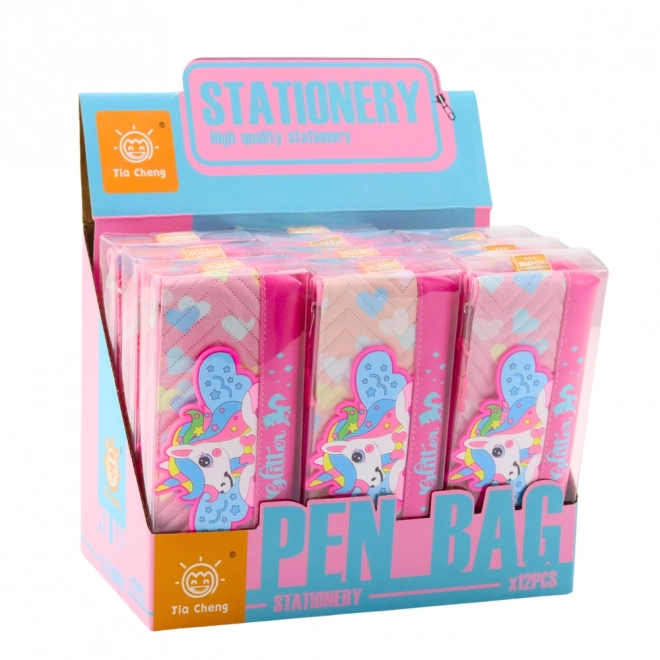 Schul-Etui mit Einhorn rosa 20 x 8,5 cm