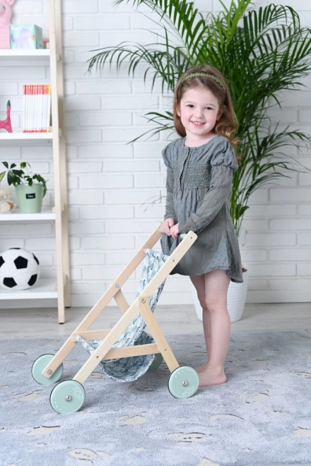 Lichte houten poppenwagen - mint