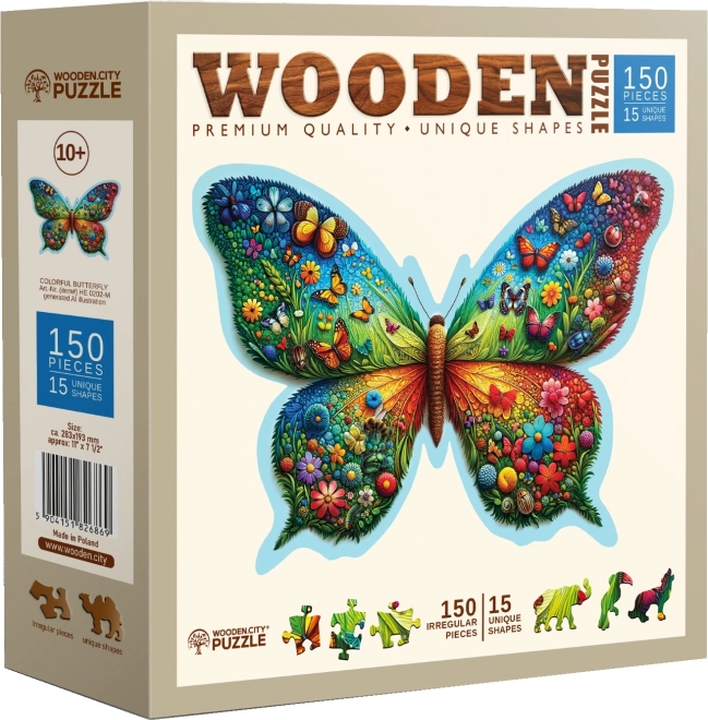 Houten puzzel Kleurrijke vlinder 150 stukjes
