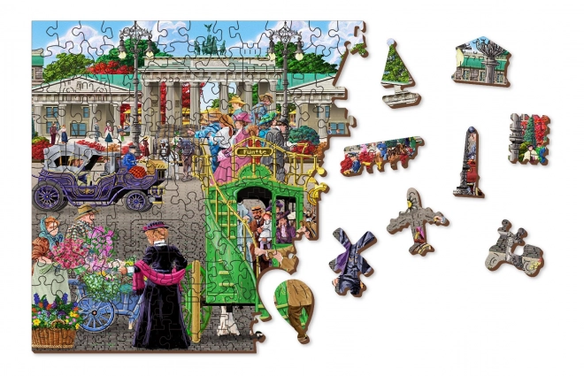 Holz-Puzzle mit Figuren - Pariser Platz in Berlin