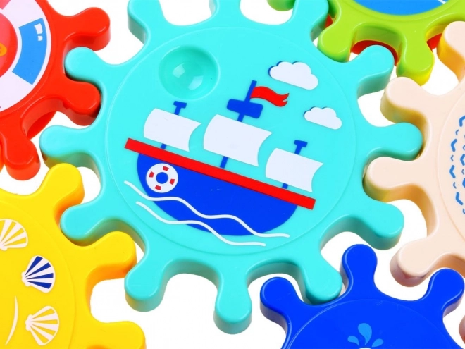 Gekleurde tandwielen voor in het water