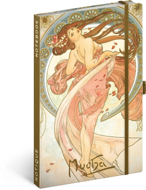 NOTIQUE Notities Alfons Mucha – Tanec, gelinieerd, 13 x 21 cm