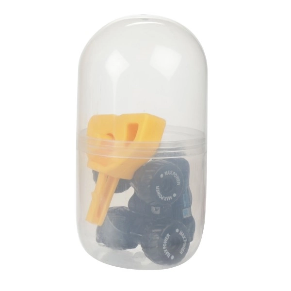 Auto terrein mini met starter kunststof 4cm in plastic ei 5x10cm 12st in doos