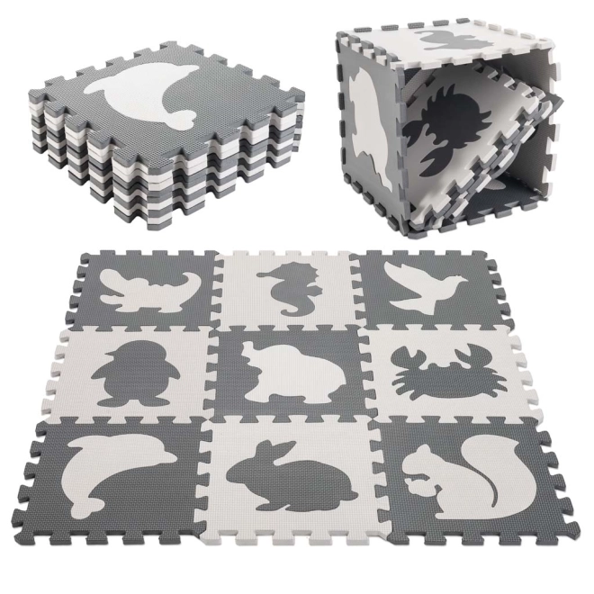 Contrasterende schuimpuzzel met dieren - 9 stuks