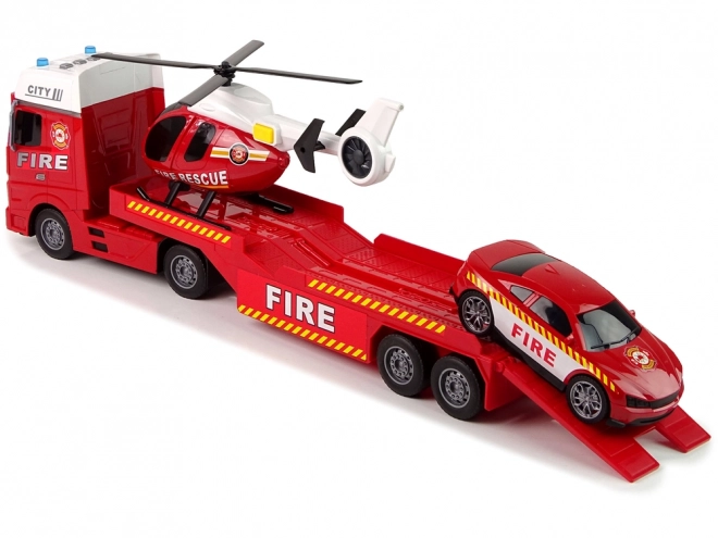 Brandweerset Vrachtwagen Vrachtwagen Helikopter Geluid Licht Rood