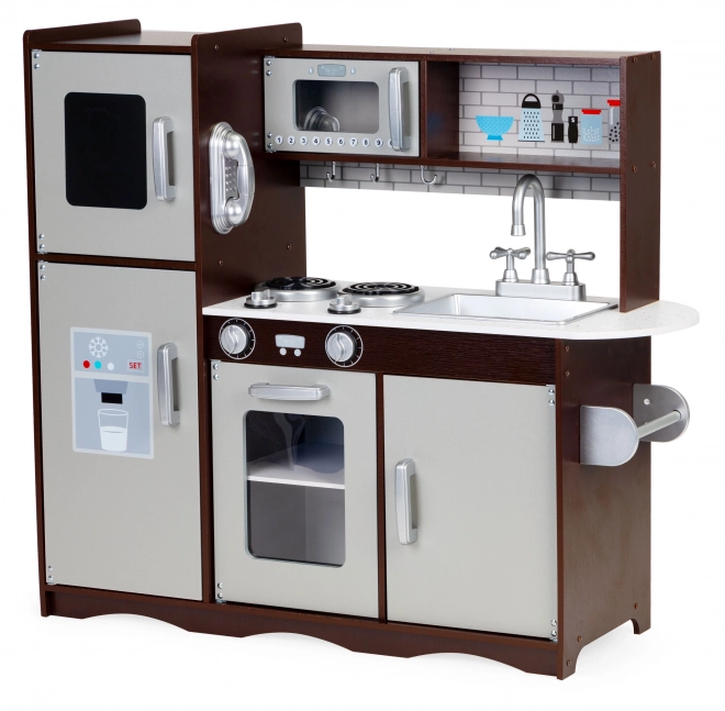 Large Wooden Kitchen for Kids with Fridge and Cabinets by ECOTOYS