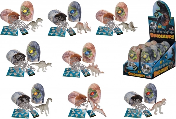 Figurine de dinosaure dans un œuf – brille dans le noir, 8 espèces