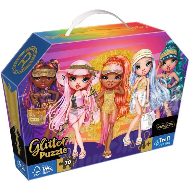 Puzzel 70 stukjes glitters in koffer Glitter Dolls Rainbow High