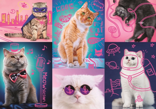 Puzzle Neon Color Line - Super Katzen 1000 Teile