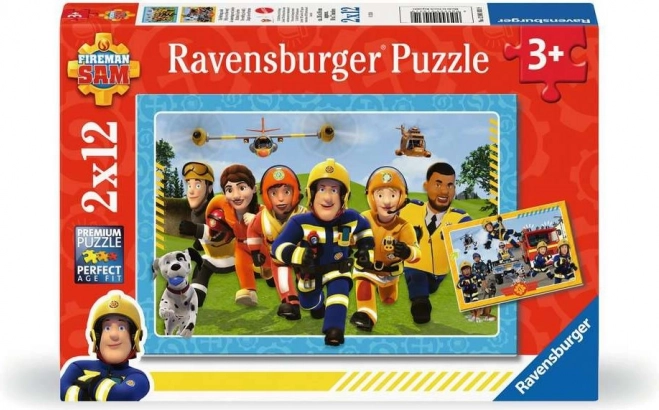 Puzzle Sam le pompier en action 2x12 pièces