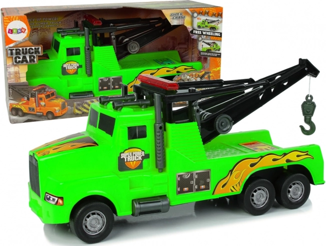 Plastic Tow Truck with Winch 1:10, Green