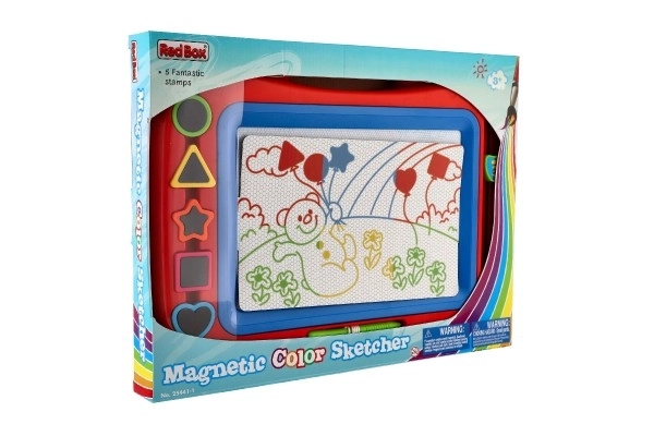 Rode magnetische tekentafel met stempels