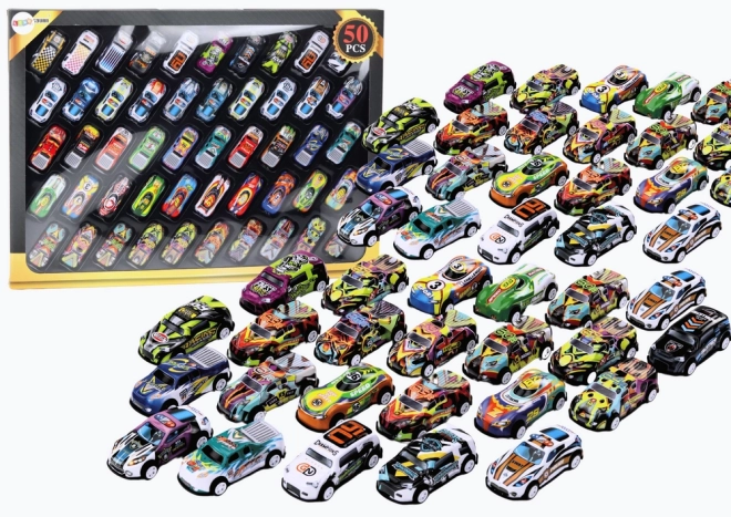 Set Power Cars op wieltjes kleurrijk 50 stuks