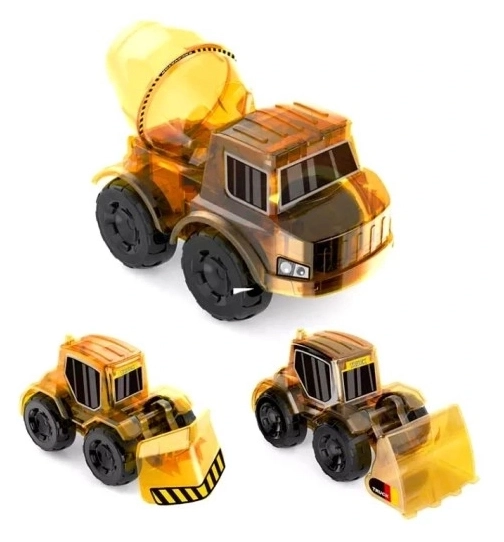 Educatief pakket van zonne-energie aangedreven bouwvoertuigen 3 in 1 voor kinderen Graafmachine Betonmixer Bulldozer