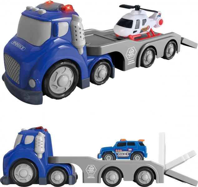 Woopie Blue Police Trailer City Truck with Light and Sound Effects