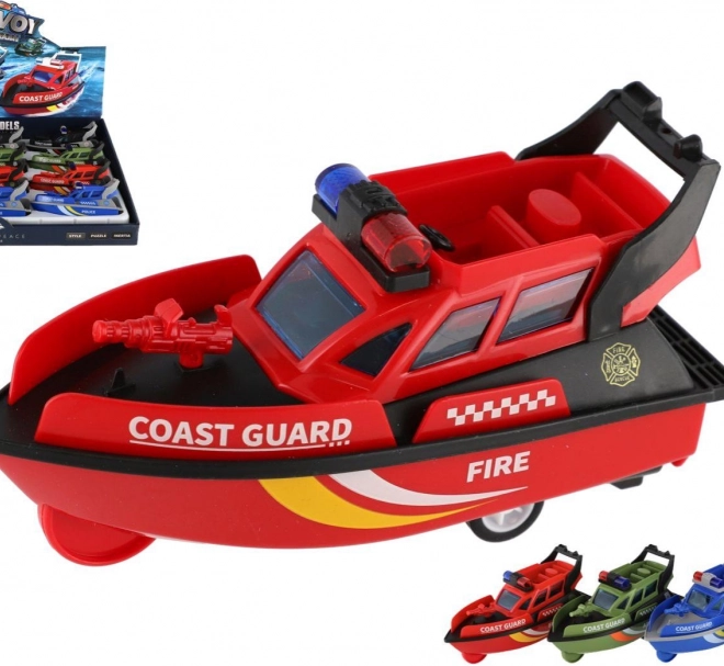 Plastic reddingsboot op traagheidsmotor 14 cm