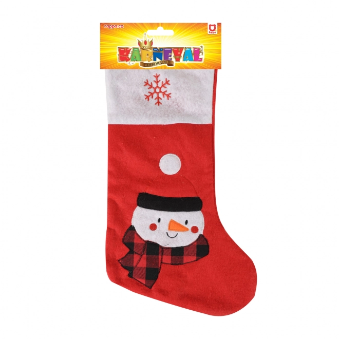 Kerstsok rood met sneeuwpop