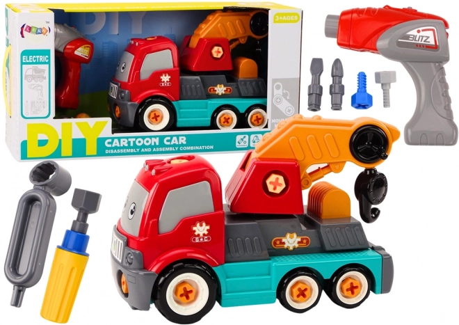 Getekende vrachtwagen met kraan DIY
