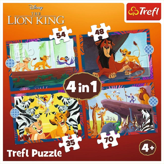 TREFL Puzzel Dappere Leeuwenkoning 4-in-1 (35,48,54,70 stukjes)