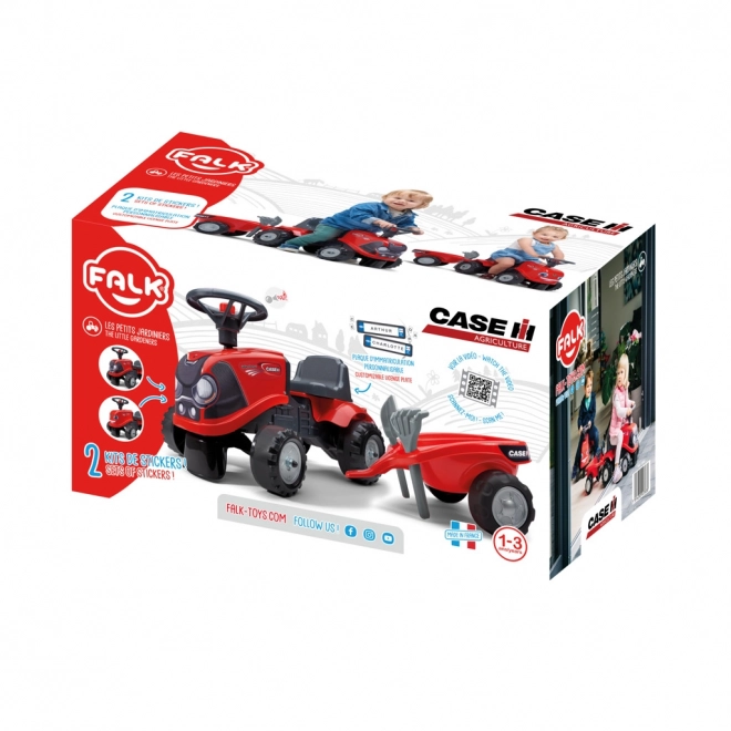 Rijtractor Baby Case IH rood met aanhanger
