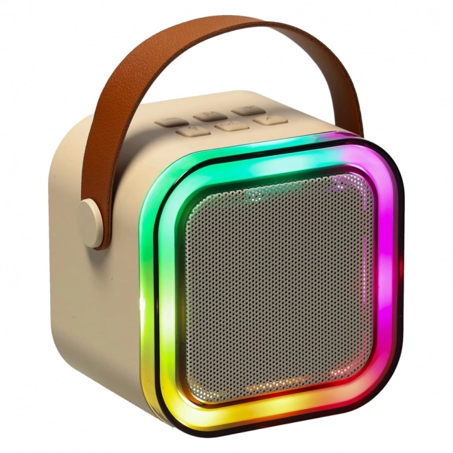 Karaoke set 2 microfoons + draagbare luidspreker BLUETOOTH USB LED beige kleur