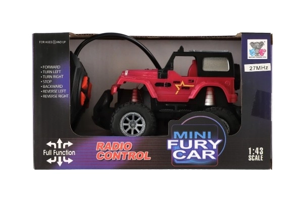 RC-Geländewagen 14cm aus Kunststoff 27MHz batteriebetrieben mit Licht in Box 20x11x10cm – Rosa
