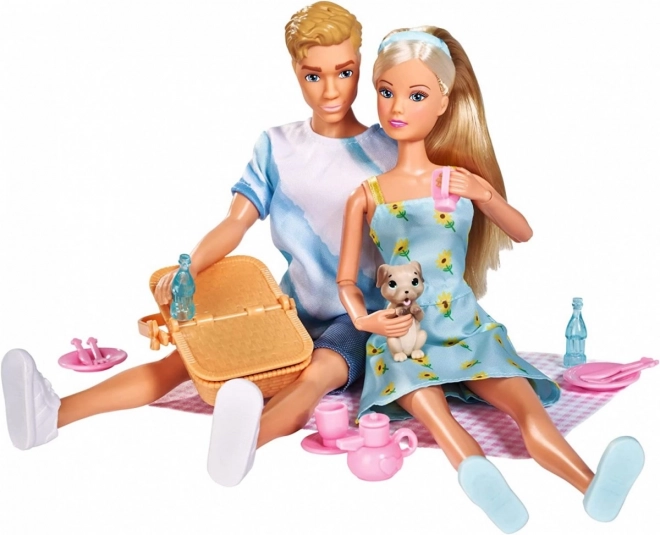 Poppen Steffi en Kevin op picknick