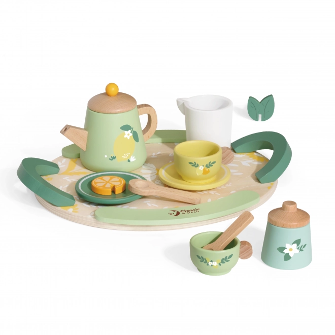Holz Teeservice Set 14-teilig