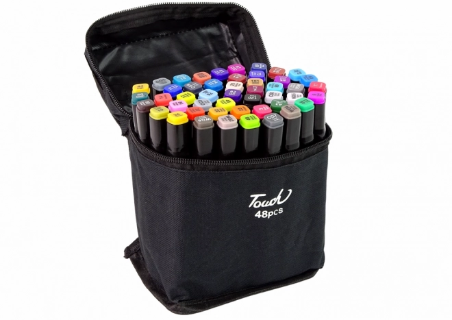 Pro Touch Dual-Tip Alcohol Markers Set 48 Colors with Carrying Case