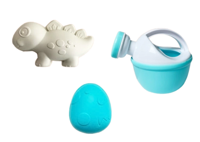 Watering can and dinosaur accessories for water play