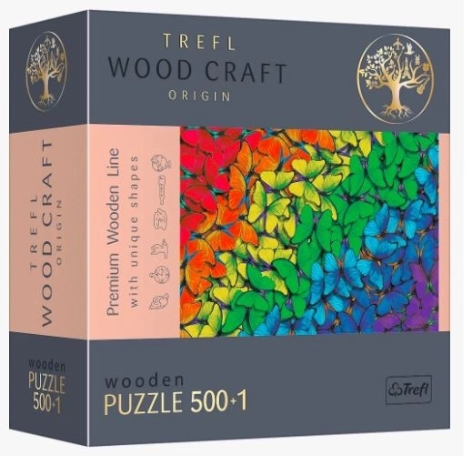 Houten puzzel Trefl Wood Craft Regenboogvlinders 501 stukjes
