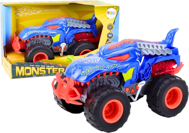 Terreinwagen Dinosaurus Velociraptor Lichten Geluiden Aandrijving Blauw
