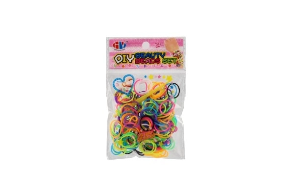 Maak je eigen armband - kleurrijke elastiekjes 200 stuks met haak in zakje 8,5x13cm