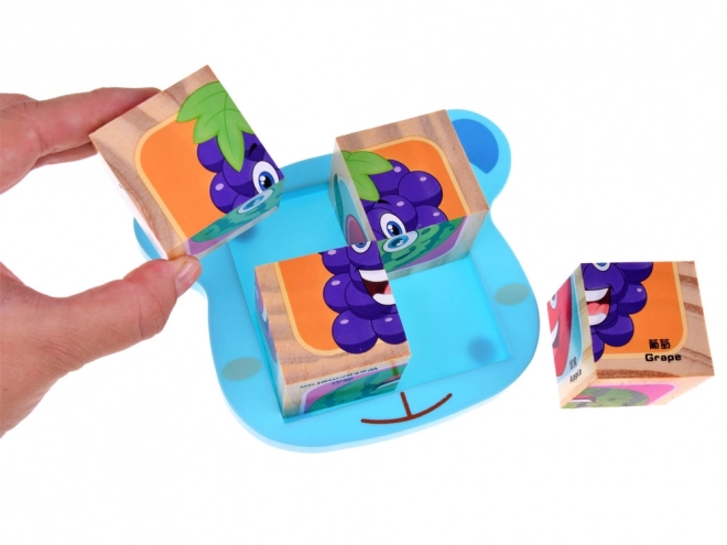 Houten blokken fruitpuzzel
