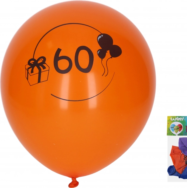 Ballonnen met cijfer 60, 30 cm, mix van kleuren, set van 5 stuks