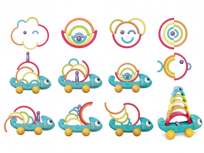 Montessori regenboogkameleon puzzel 18m+