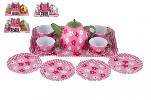 Blik theeservies set 14 stuks