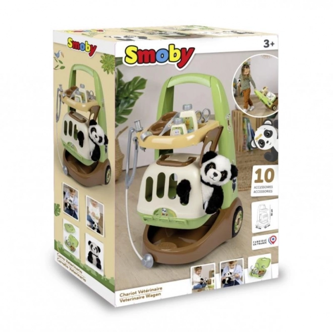 Dierenartsenwagen met panda en transportbox 2-in-1