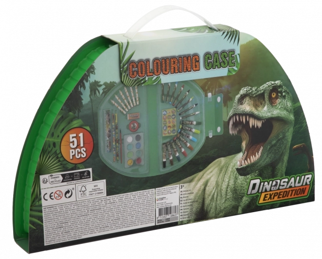 Halbrunder Dino-Malkoffer – 51 Teile