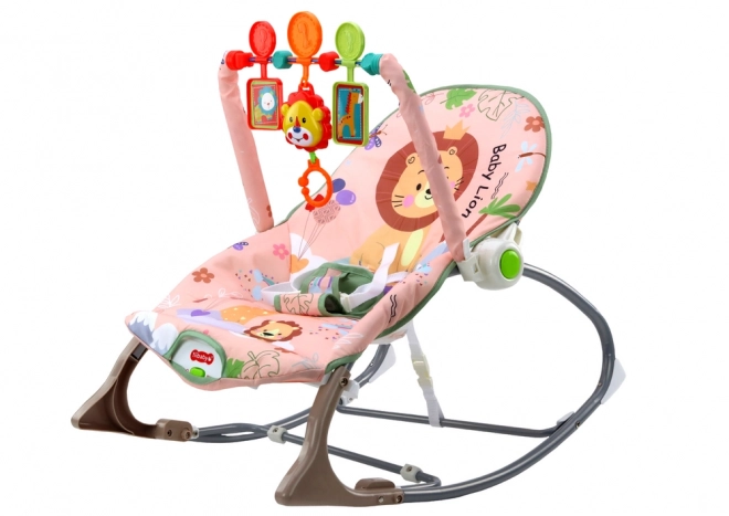 Wieg voor baby Roze Leeuw met vibraties en geluiden