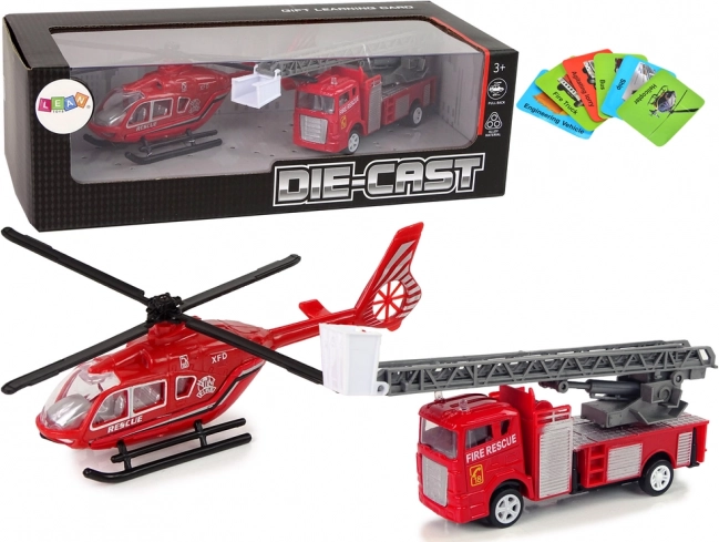 Speelgoedset Brandweerauto’s en Helikopter