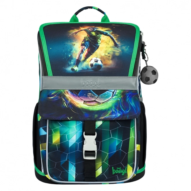 baagl set scolaire zippy joueur de football – cartable, trousse et sac