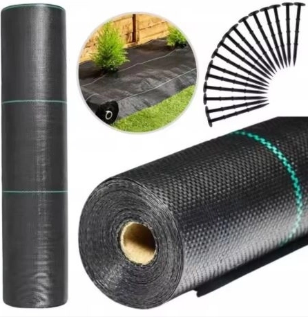 zwarte agrotkanina 1,1x100m UV 135g tegen onkruid + ankers