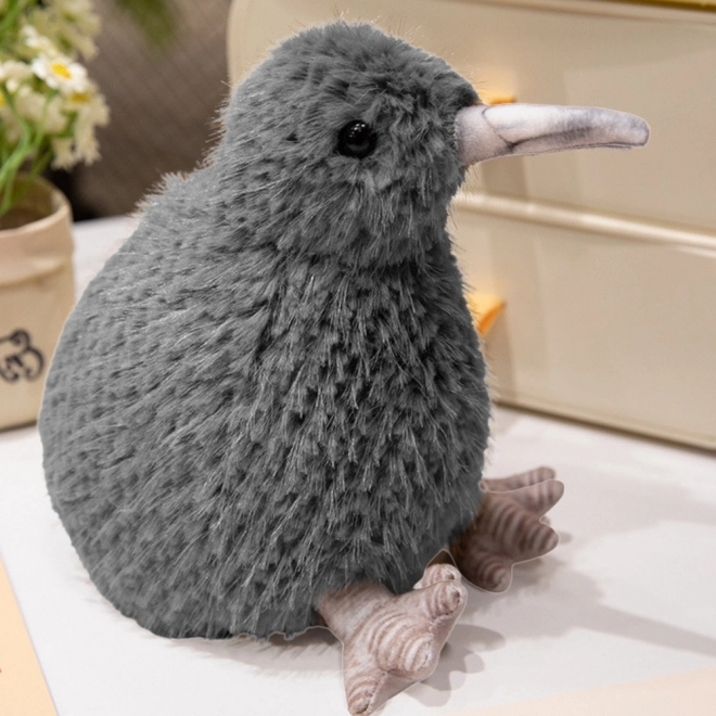 Plüsch-Kiwi-Vogel grau 17 cm